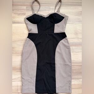 Arden B Two-Tone Black and Gray Midi Dress